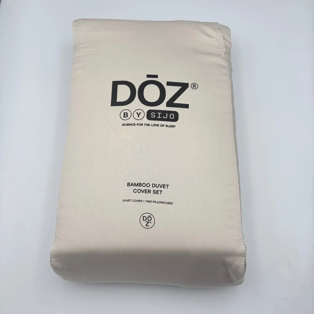 DOZ Sijo King/Cal King Bamboo Duvet Cover 2 Shams Sand Organic Luxury Sateen New